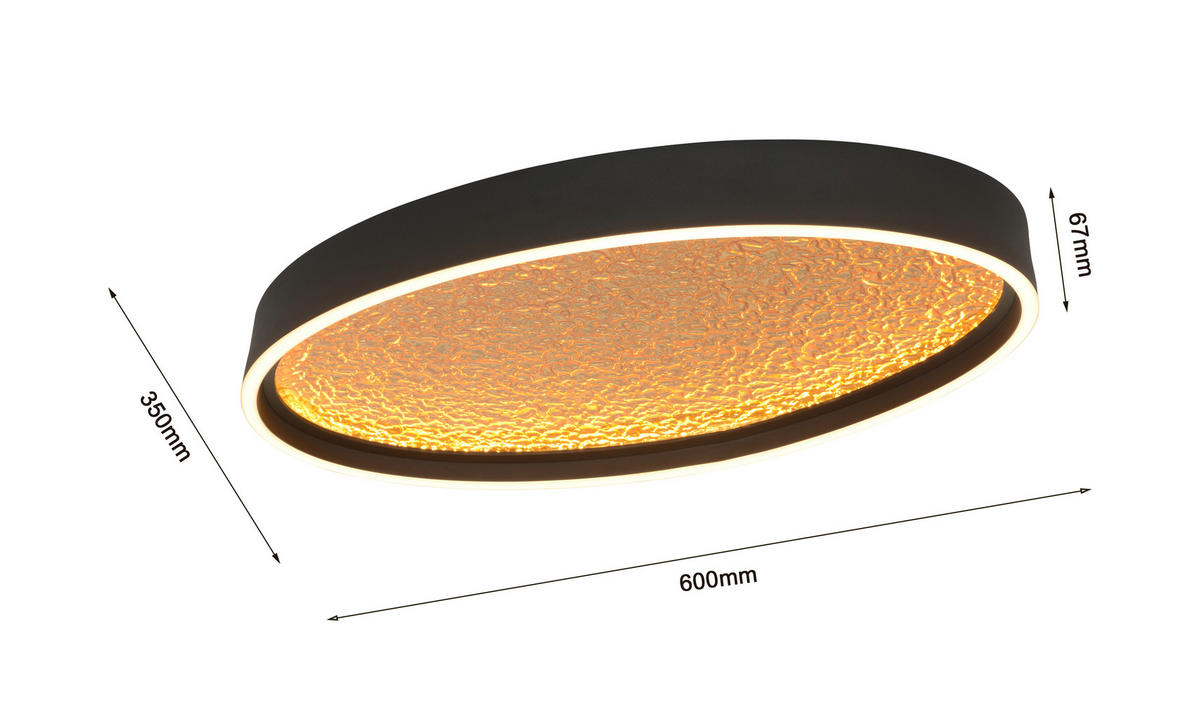PLAFONIERĂ CU LED - auriu/negru, Design, plastic/metal (60/35/6,5cm)