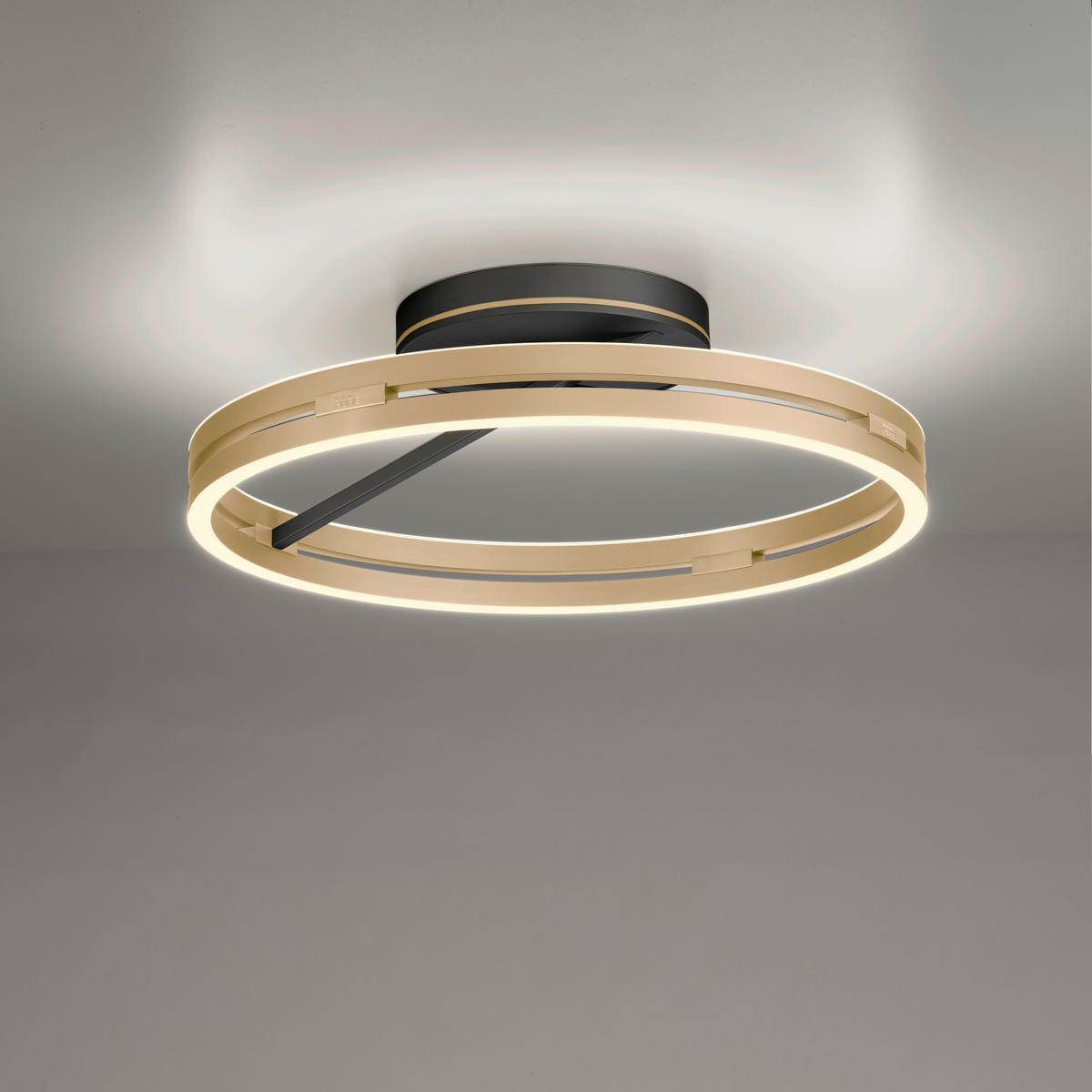 LED-DECKENLEUCHTE 60/60/17.8 cm  - Messingfarben/Schwarz, Design, Kunststoff/Metall (60/60/17.8cm) - Neuhaus PURE