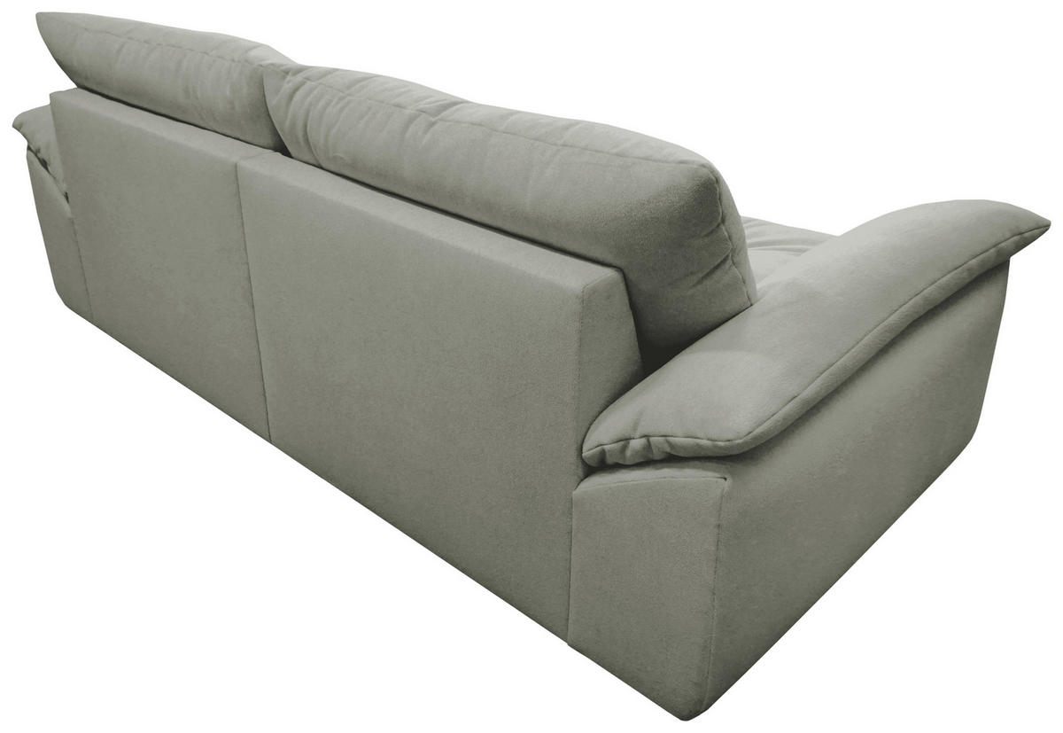 BIGSOFA Webstoff Hellgrau  - Hellgrau/Schwarz, KONVENTIONELL, Kunststoff/Textil (243/90,5/130cm) - Ambia Home
