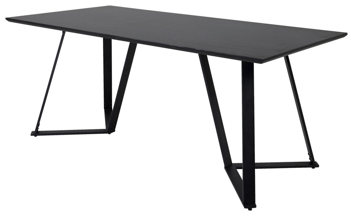 ESSTISCH furniert rechteckig Schwarz  - Schwarz, Design, Holzwerkstoff/Metall (180/90/75cm) - Livetastic