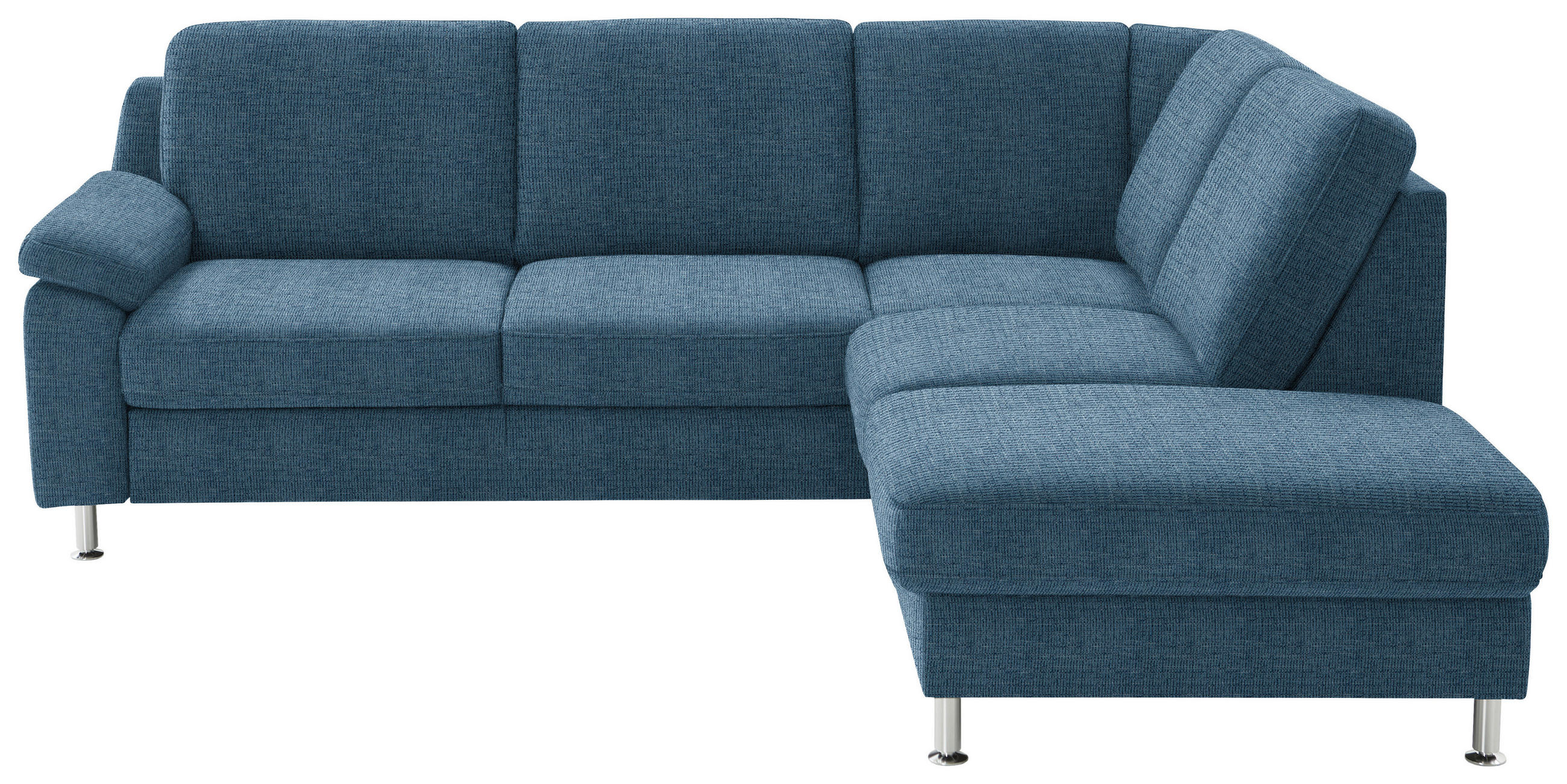 ECKSOFA in Webstoff Blau  241/200 cm  - Blau/Alufarben, KONVENTIONELL, Textil/Metall (241/200cm) - Beldomo System