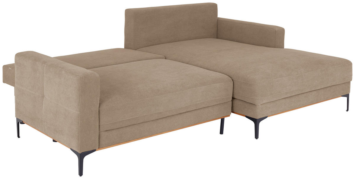 ECKSOFA in Hellbraun  - Hellbraun/Schwarz, Modern, Textil/Metall (238/162cm) - Ondega
