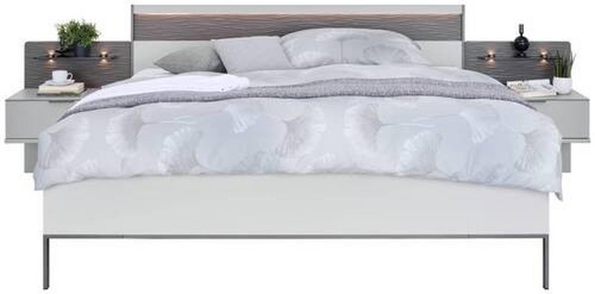 BETTANLAGE 180/200 cm  in Schieferfarben, Hellgrau  - Schieferfarben/Hellgrau, Design, Glas/Holzwerkstoff (180/200cm) - Dieter Knoll