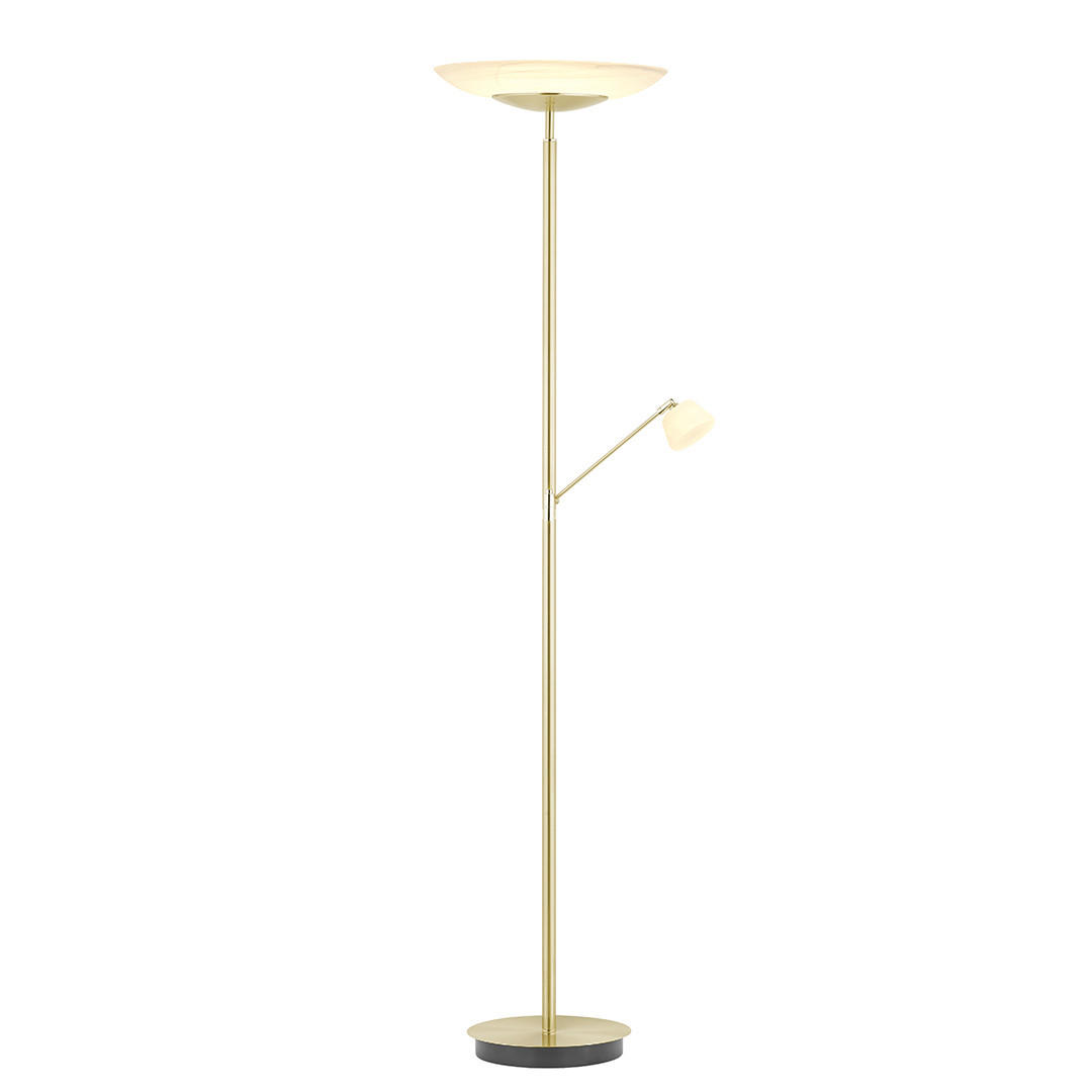 LED-STEHLEUCHTE Ferdi 43/180 cm  - Messingfarben/Alabasterfarben, MODERN, Glas/Metall (43/180cm) - Hell