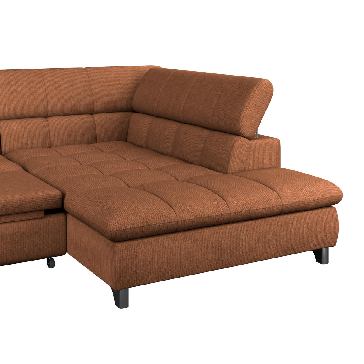 ECKSOFA Terracotta Chenille  - Chromfarben/Terracotta, KONVENTIONELL, Textil/Metall (312/234cm) - Livetastic