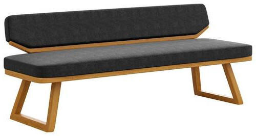 SITZBANK 190/80/52 cm Flachgewebe Eichefarben, Dunkelblau Eiche massiv  - Eichefarben/Dunkelblau, Basics, Holz/Textil (190/80/52cm) - Carryhome