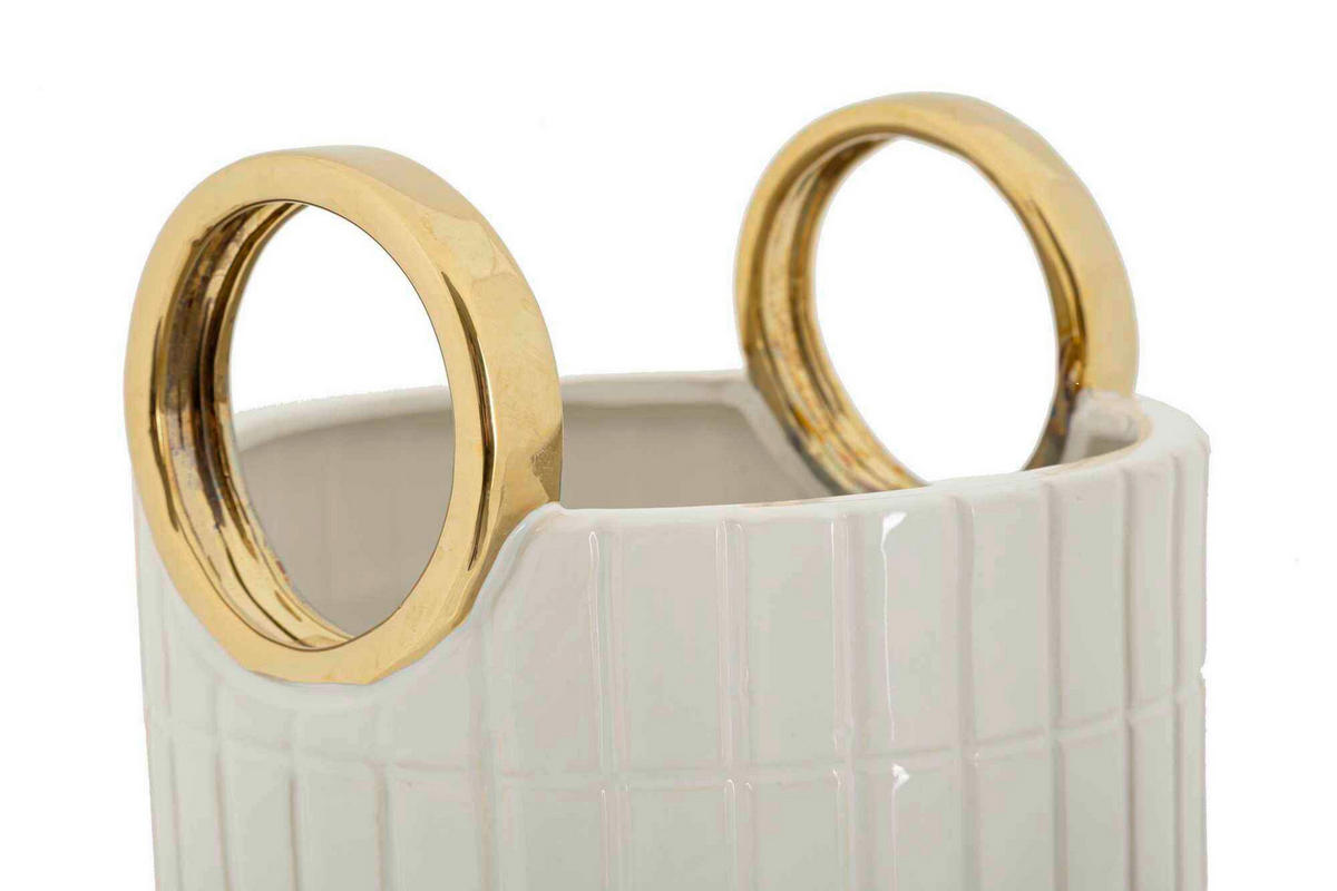 Vase Shopping  - Goldfarben/Weiß, Basics, Keramik (18/25/18cm)