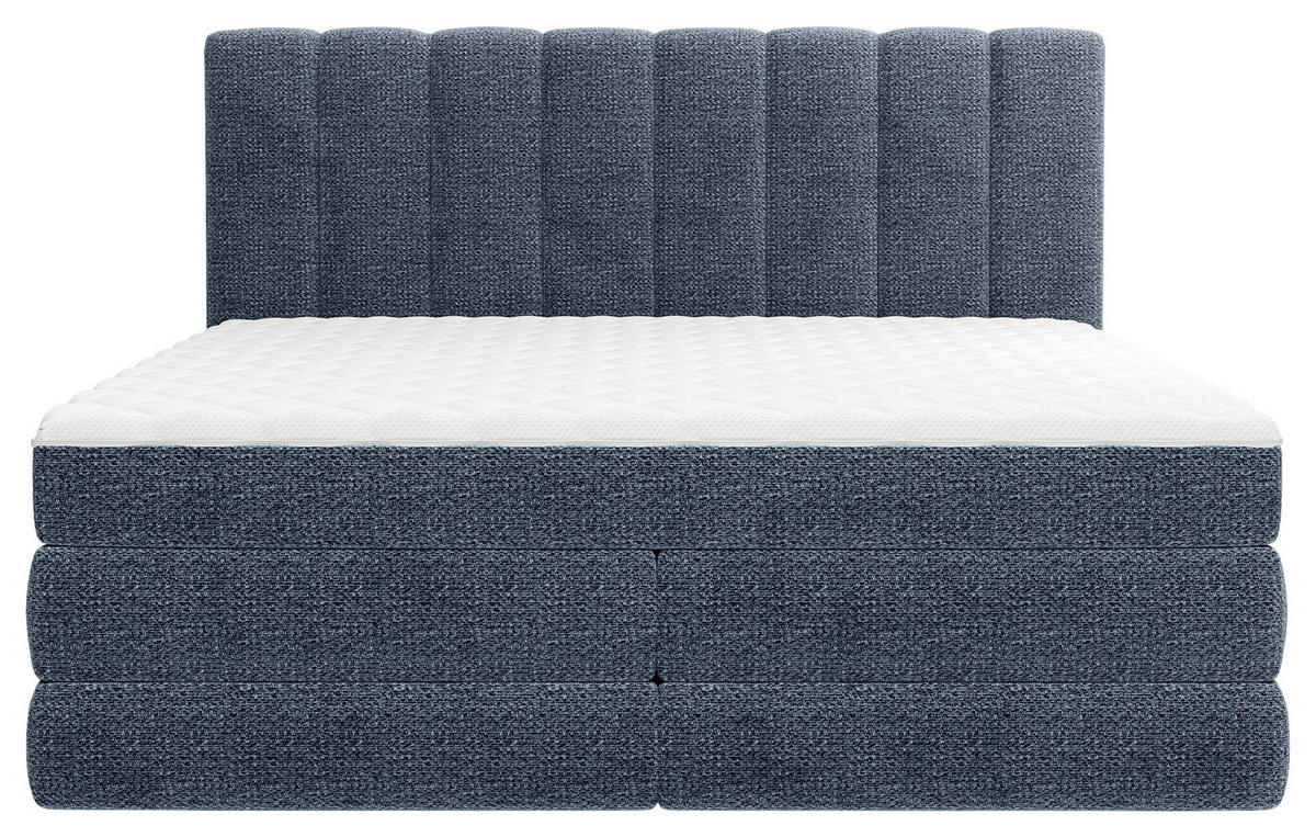 BOXSPRINGBETT 160/200 cm,  in Dunkelblau, Bettkasten, Matratzen, H3 + H4 = fest + sehr fest  - Schwarz/Dunkelblau, KONVENTIONELL, Kunststoff/Textil (160/200cm) - Carryhome