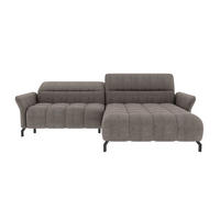 ECKSOFA Taupe Flachgewebe Rücken echt, Kopfteilverstellung, Sitztiefenverstellung  - Taupe/Schwarz, KONVENTIONELL, Textil/Metall (272/175cm) - Carryhome