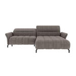 ECKSOFA Taupe Flachgewebe Rücken echt, Kopfteilverstellung, Sitztiefenverstellung  - Taupe/Schwarz, KONVENTIONELL, Textil/Metall (272/175cm) - Carryhome