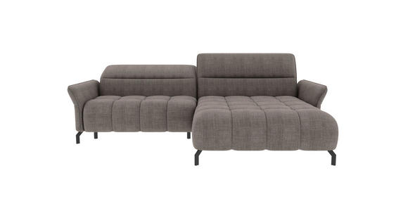 ECKSOFA Taupe Flachgewebe Rücken echt, Kopfteilverstellung, Sitztiefenverstellung  - Taupe/Schwarz, KONVENTIONELL, Textil/Metall (272/175cm) - Carryhome