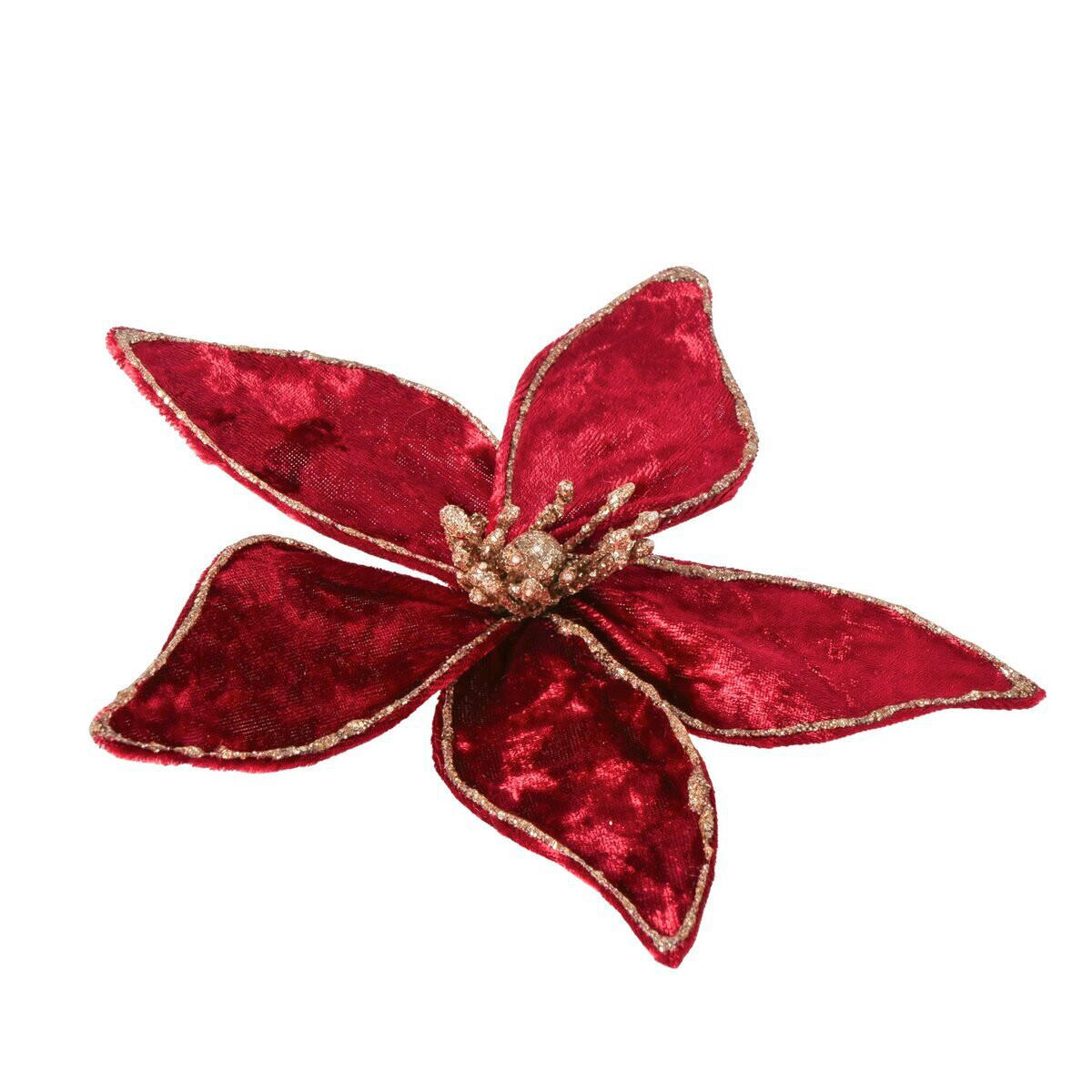 DEKORAČNÍ KVĚTINA  - barvy zlata/červená, Basics, kov/textil (17/17/5cm)