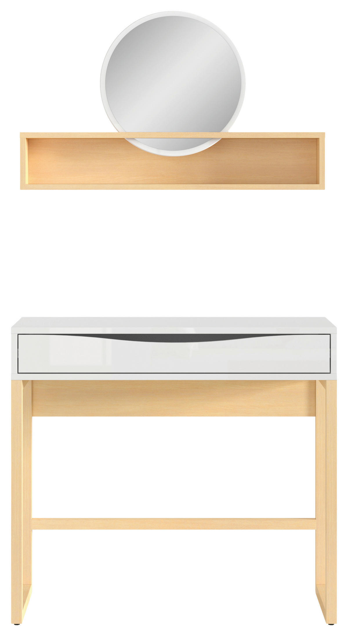 SCHMINKTISCH Weiß, Kieferfarben, Weiß Hochglanz  - Weiß Hochglanz/Weiß, KONVENTIONELL, Holzwerkstoff (85/127,5/40cm) - MID.YOU