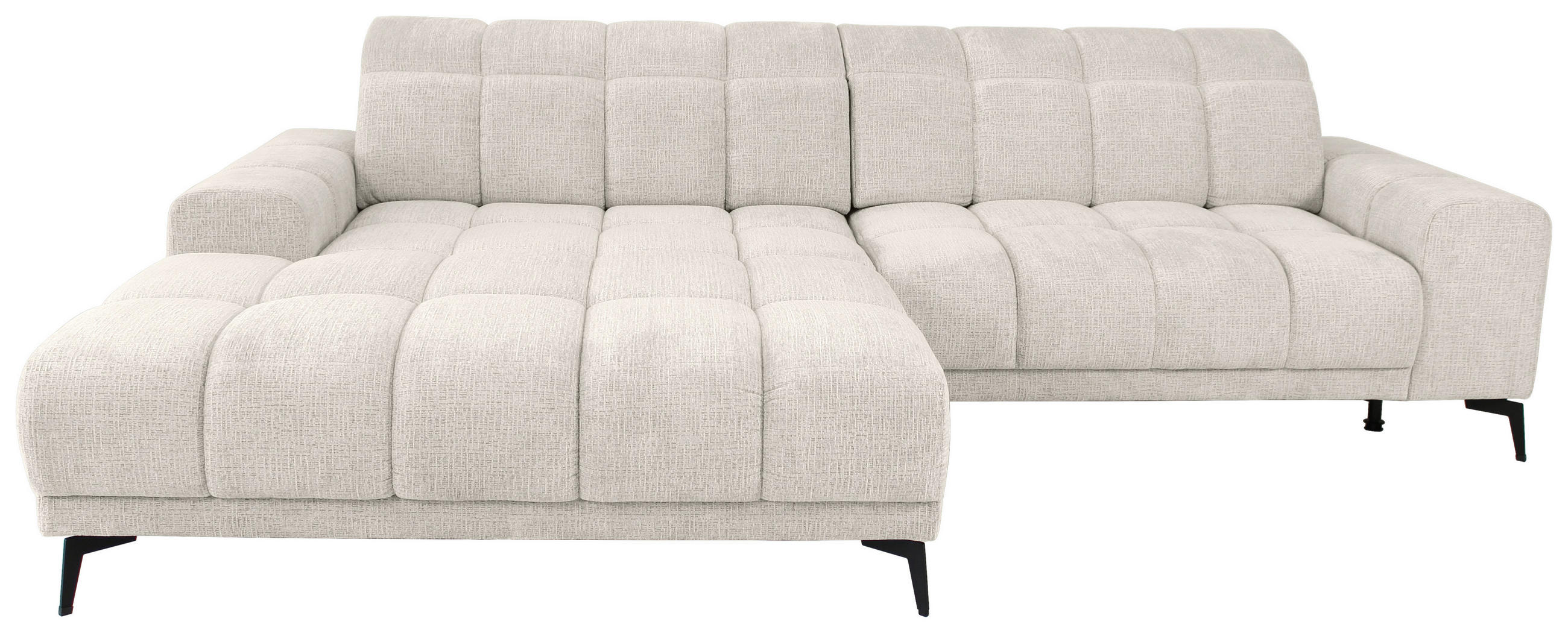 ECKSOFA inkl.Funktionen Perlmutt Chenille  - Perlmutt/Schwarz, MODERN, Textil/Metall (195/300cm) - Xora