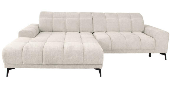 ECKSOFA inkl.Funktionen Perlmutt Chenille  - Perlmutt/Schwarz, MODERN, Textil/Metall (195/300cm) - Xora