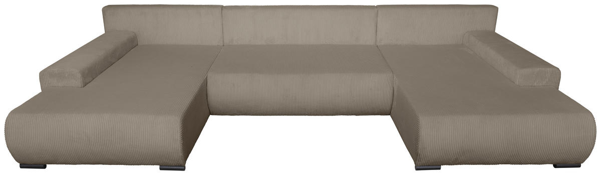 WOHNLANDSCHAFT Taupe Cord  - Taupe/Schwarz, KONVENTIONELL, Textil/Metall (191/351/191cm) - Carryhome