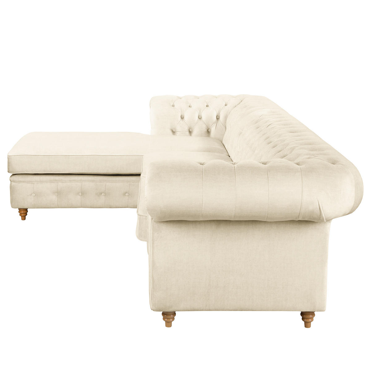 ECKSOFA Laura in Mikrofaser Creme  182/284 cm  - Creme/Braun, Design, Holz/Textil (182/284cm) - P & B