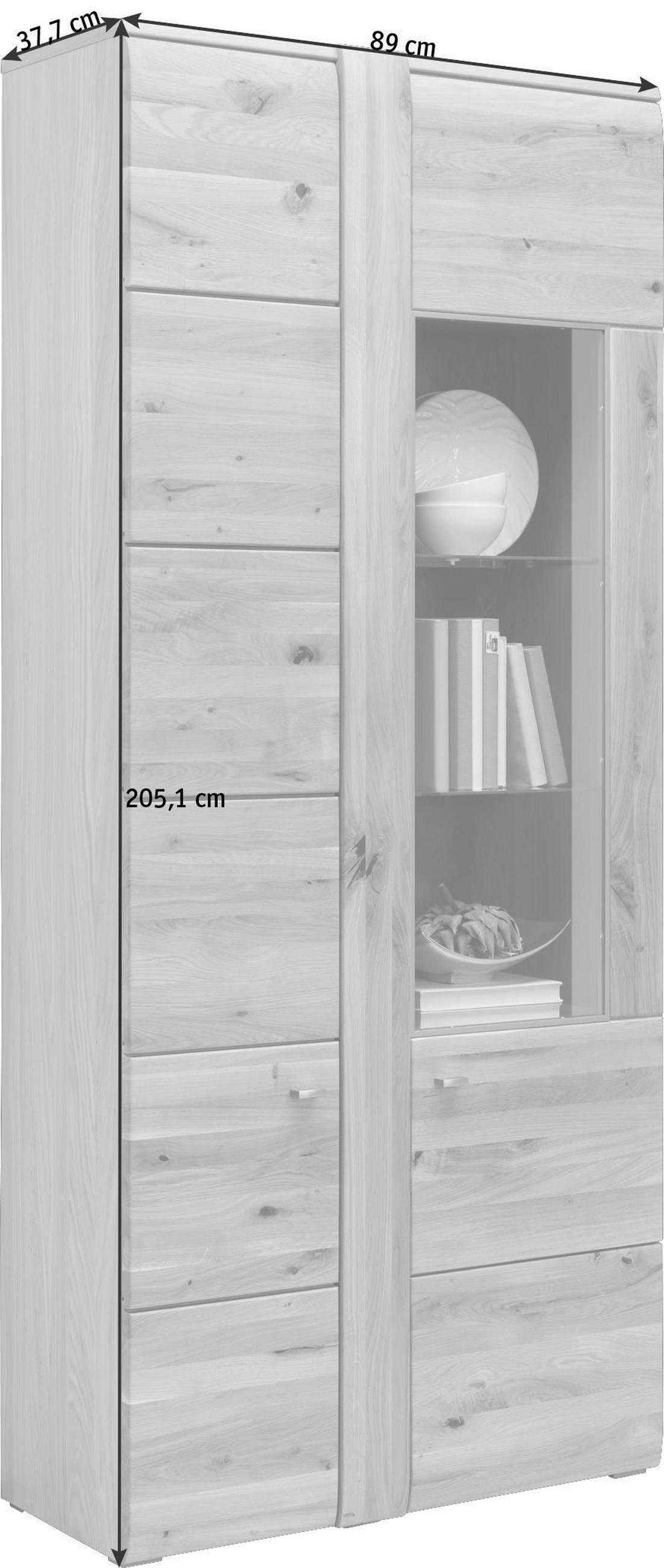 VITRINE in furniert, massiv Eiche Eichefarben, Dunkelbraun  - Eichefarben/Dunkelbraun, Konventionell, Glas/Holz (89/205,1/37,7cm) - Voleo