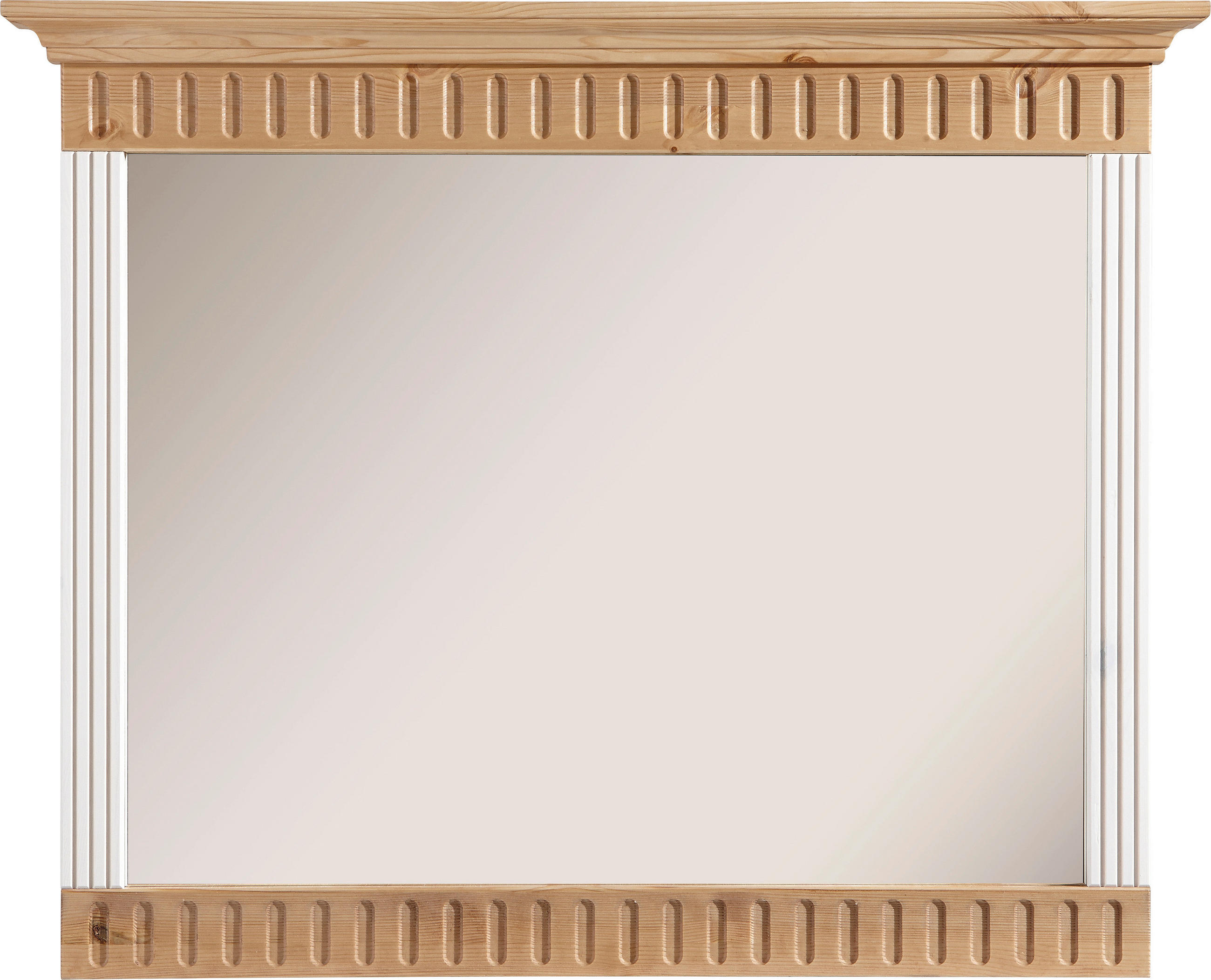 SPIEGEL Weiß, Kieferfarben - Weiß/Kieferfarben, Design, Holz (105/86/7cm) - Carryhome