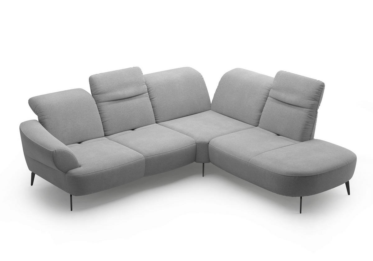 ECKSOFA DANCE E Grau Mikrofaser  - Schwarz/Grau, MODERN, Textil/Metall (302/270cm) - Sit & More