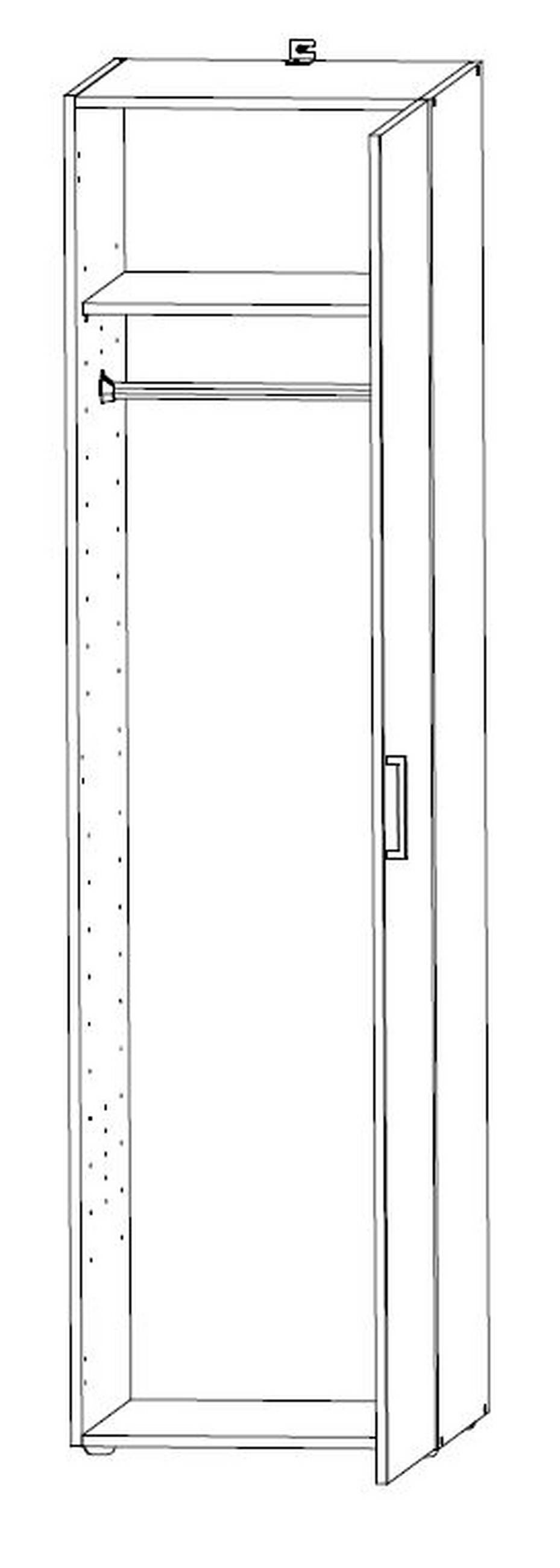 MEHRZWECKSCHRANK 50/185/54 cm  in Weiß  - Alufarben/Weiß, KONVENTIONELL, Holzwerkstoff/Kunststoff (50/185/54cm) - Xora