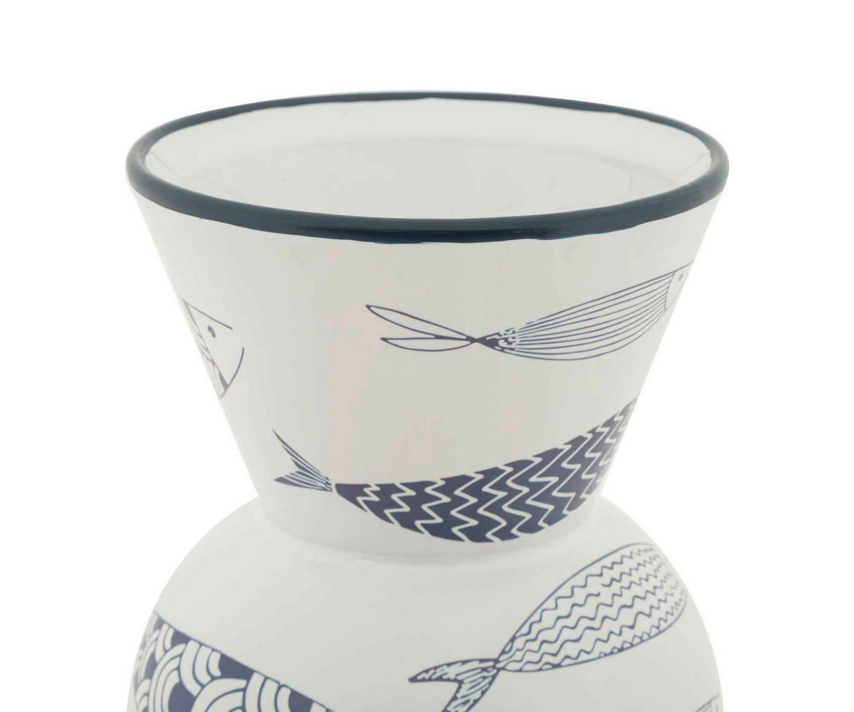 VASE  - Blau/Weiß, Basics, Keramik (14/38.5/14cm)