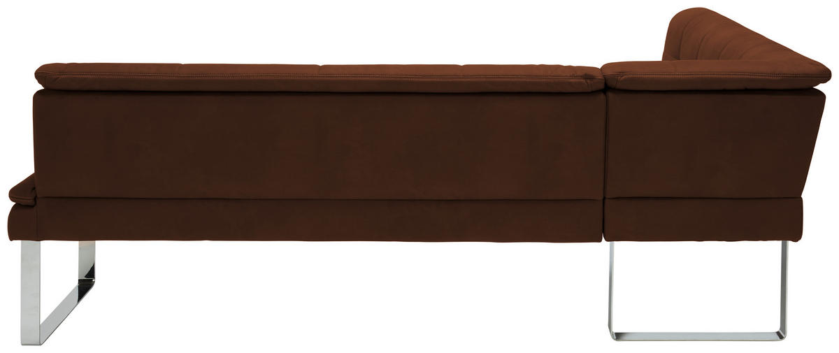 ECKBANK 174/233 cm Mikrofaser Chromfarben, Dunkelbraun Metall   - Chromfarben/Dunkelbraun, Design, Textil/Metall (174/233cm) - Novel