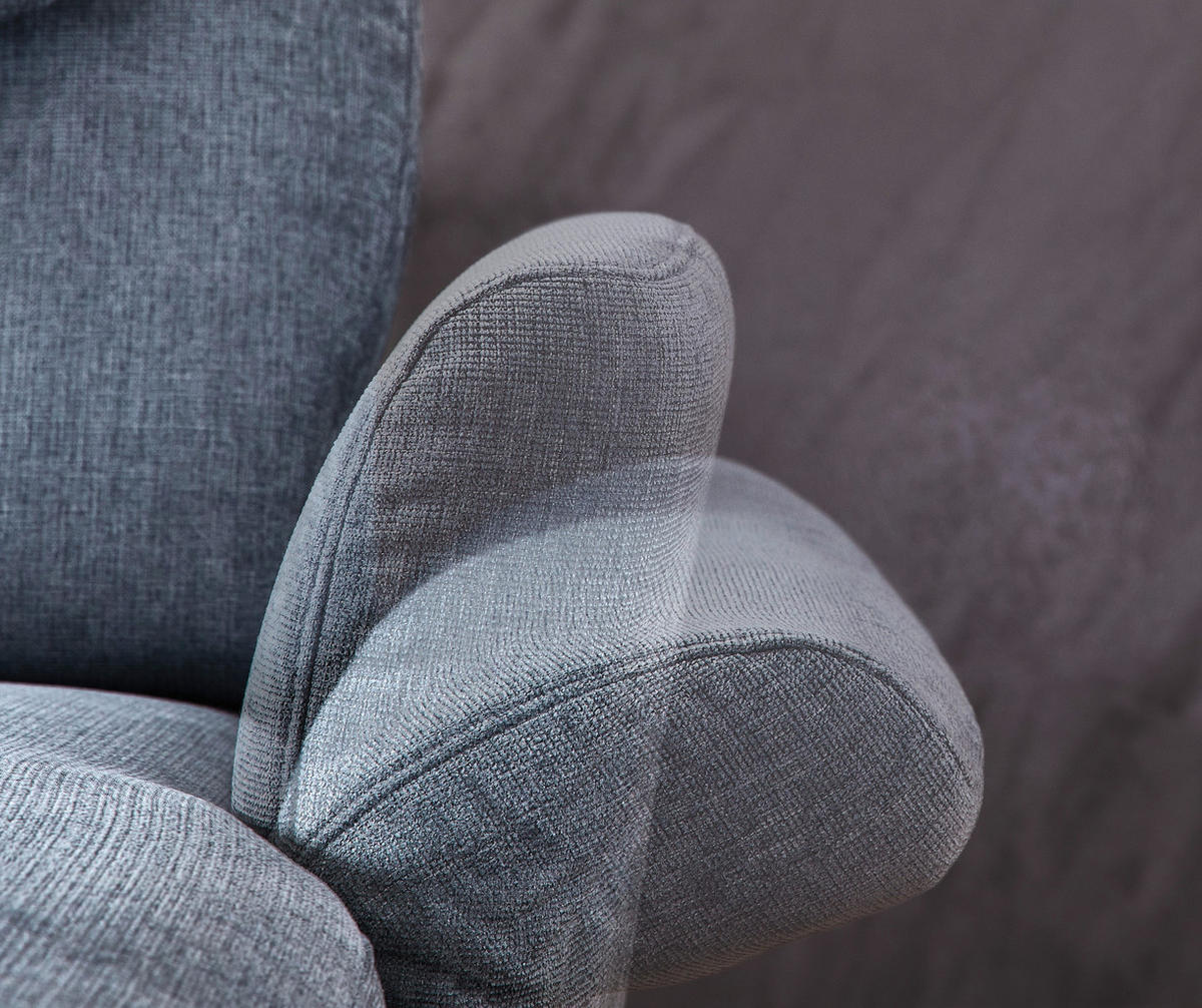 WOHNLANDSCHAFT in Webstoff Blaugrau  - Blaugrau/Schwarz, Konventionell, Textil/Metall (200/305/168cm) - Voleo