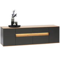 LOWBOARD 185,6/56,6/48 cm Anthrazit, Eichefarben  185,6/56,6/48 cm  - Eichefarben/Anthrazit, Design, Holzwerkstoff/Metall (185,6/56,6/48cm) - Dieter Knoll
