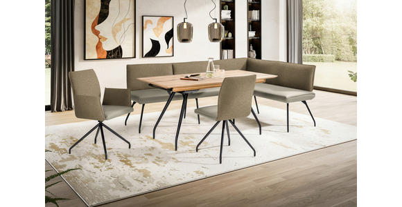 ECKBANK 225/165 cm  in Graubraun  - Graubraun/Schwarz, Design, Textil/Metall (225/165cm) - Moderano