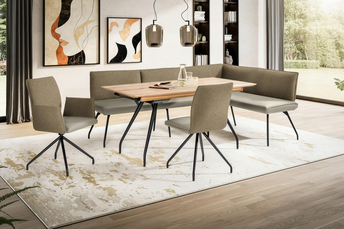 ECKBANK 225/165 cm  in Graubraun  - Graubraun/Schwarz, Design, Textil/Metall (225/165cm) - Moderano