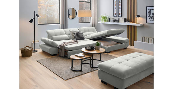 ECKSOFA  in Flachgewebe Weiß  341/204 cm  - Schwarz/Weiß, Design, Textil/Metall (341/204cm) - Xora