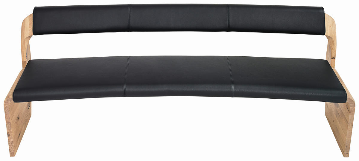 ÜLŐPAD fa, bőr fekete, tölgyfa színű  - tölgyfa színű/fekete, Natur, bőr/fa (207/84/70cm) - Voglauer