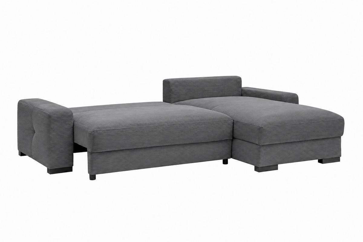 ECKSOFA  Cord Anthrazit  - Anthrazit/Schwarz, Basics, Holz/Holzwerkstoff (264/184cm) - MID.YOU