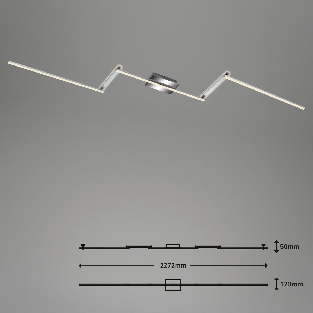 LED-DECKENLEUCHTE Staff 227,2/12/5 cm  - Chromfarben/Alufarben, Basics, Kunststoff/Metall (227,2/12/5cm)