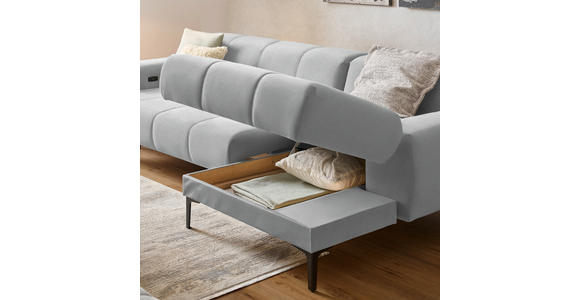 ECKSOFA in Chenille Hellgrau 311/167 cm - Hellgrau/Schwarz, Design, Textil/Metall (311/167cm) - Xora