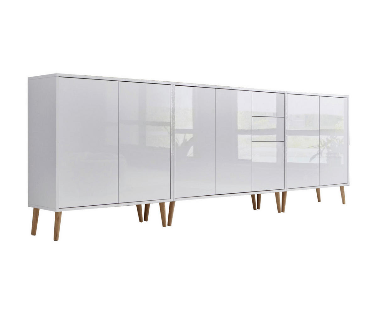 SIDEBOARD Mailand Set 6 + HF  in 263,5/86/33 cm  - Weiß Hochglanz/Weiß, MODERN, Holz/Holzwerkstoff (263,5/86/33cm) - MID.YOU