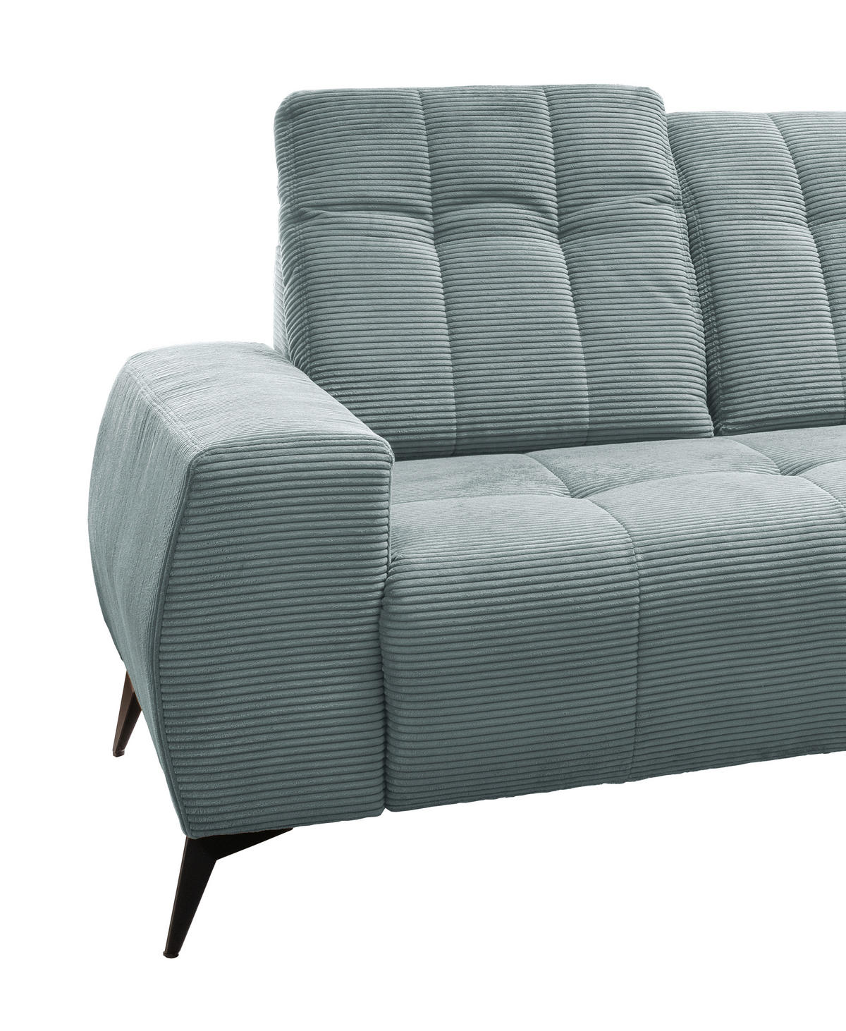 ECKSOFA in Cord Hellblau  - Schwarz/Hellblau, Modern, Textil/Metall (258/180cm) - Livetastic
