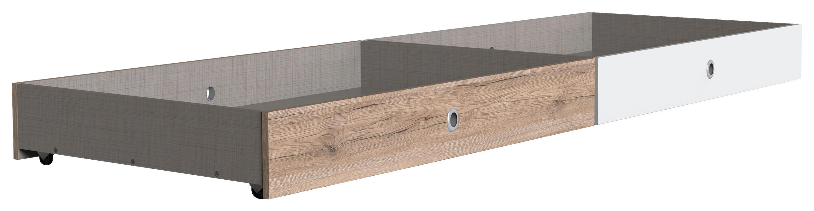 Boxxx Bettkastenset Weiß, Eiche San Remo 100x16x60 cm