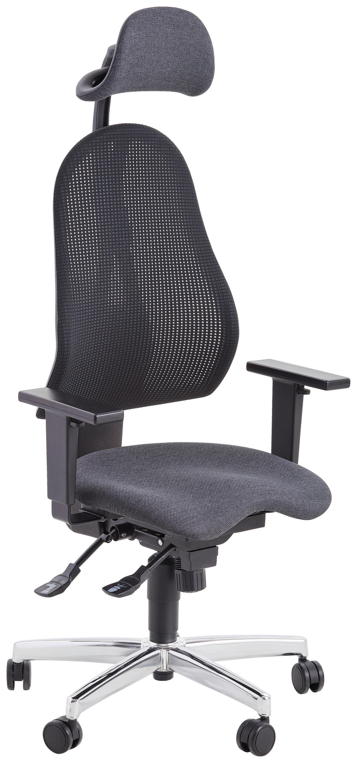 OTOČNÁ ŽIDLE, plochá tkanina, černá - černá/barvy chromu, Basics, kov/textil (48/120-140/44cm) - Topstar
