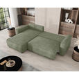 ECKSOFA Salbeigrün Cord Zierkissen, Rückenkissen, Bettkasten, Schlaffunktion, Rücken echt, Liegefläche im Originalstoff  - Salbeigrün/Schwarz, MODERN, Kunststoff/Textil (190/280cm) - Carryhome