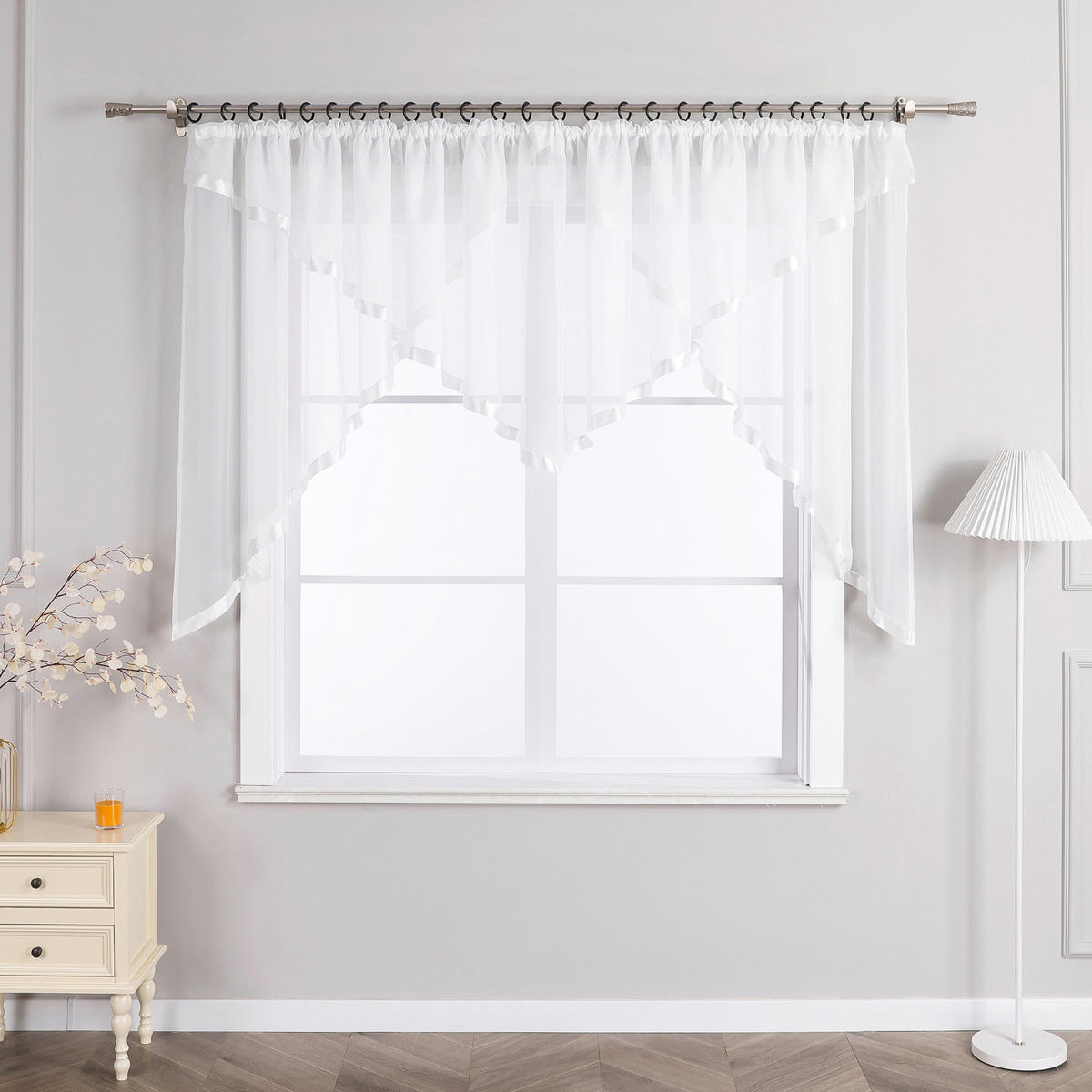 SCHEIBENGARDINE   300/120 cm   - Weiß, Basics, Textil (300/120cm)