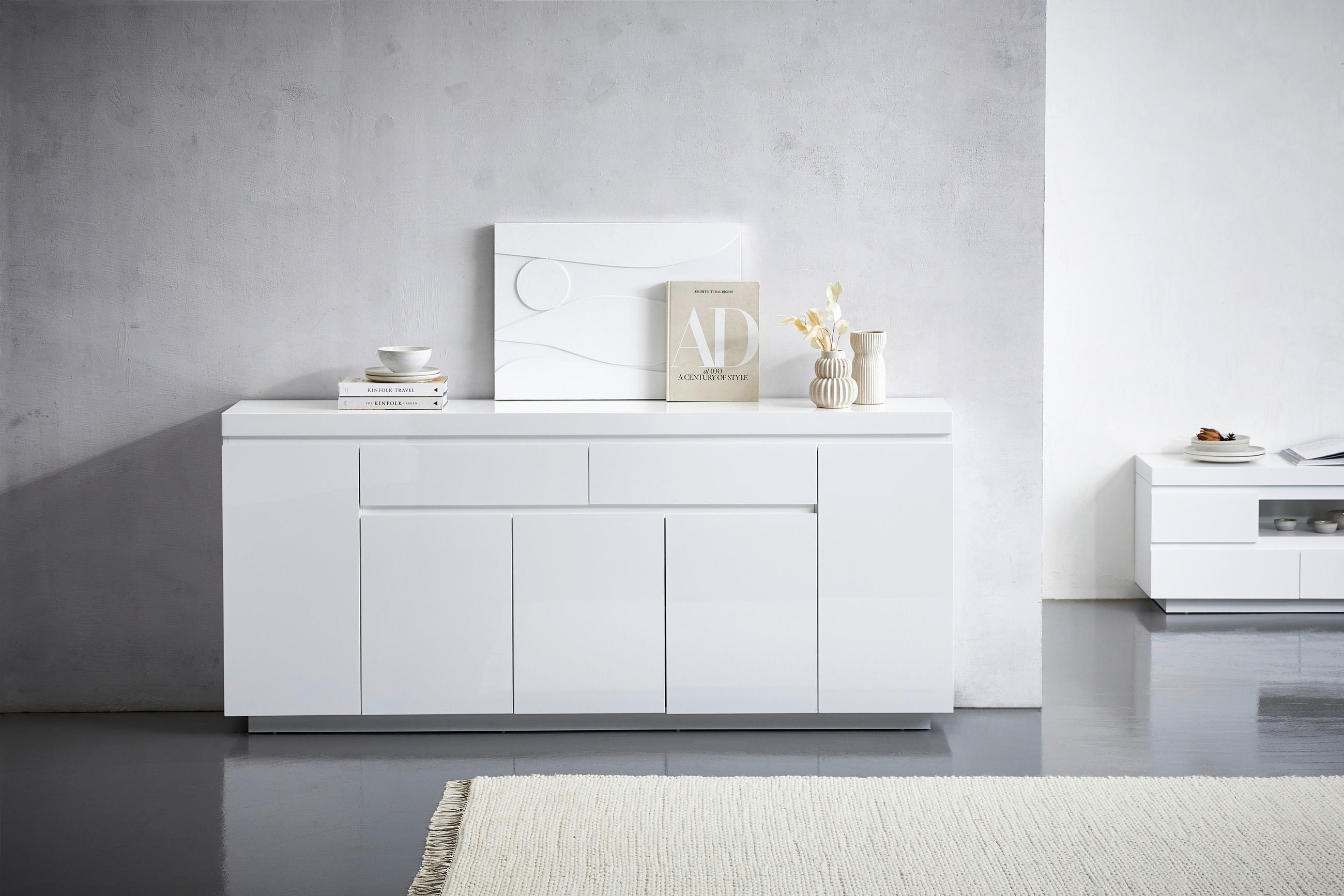 SIDEBOARD 200/89/40 cm  in Weiß Hochglanz  - Weiß Hochglanz, Design, Holzwerkstoff (200/89/40cm) - Xora