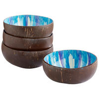 SCHÜSSELSET 4-teilig 12-15 cm  - Blau/Weiß, Trend, Naturmaterialien (12-15cm) - Novel