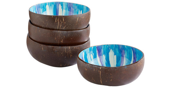 SCHÜSSELSET 4-teilig 12-15 cm - Blau/Weiß, Trend, Naturmaterialien (12-15cm) - Novel