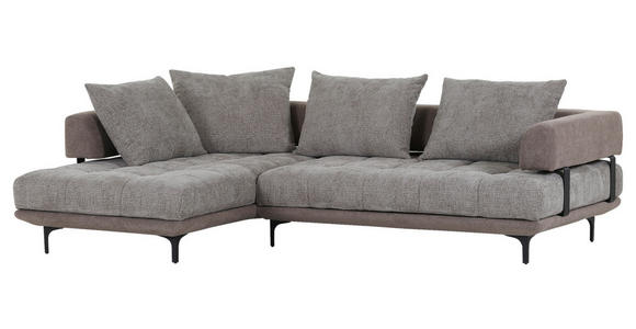 ECKSOFA Braun Flachgewebe  - Schwarz/Braun, KONVENTIONELL, Textil/Metall (195/263cm) - Carryhome