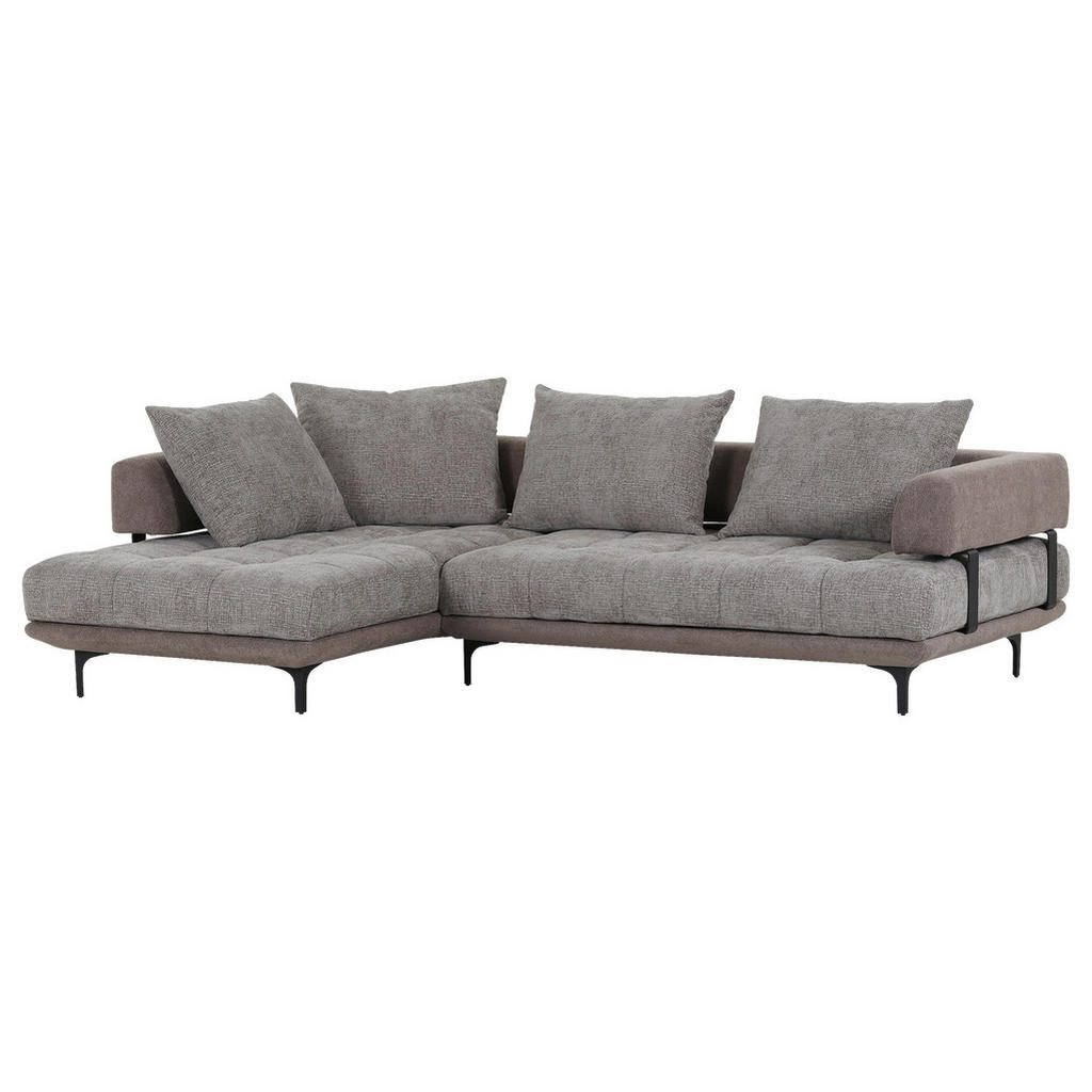 Thumbnail - Carryhome Ecksofa, Braun, Textil, 3-4-Sitzer, Füllung: Schaumstoff, Ottomane links, L-Form, 263x195 cm, Stoffauswahl, se...