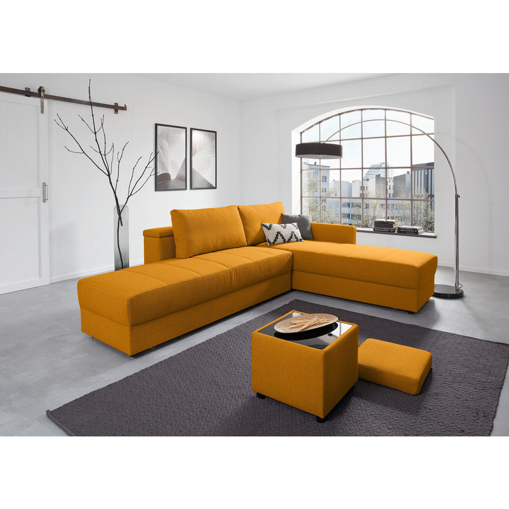 Thumbnail - Looks by W.Joop Ecksofa Looks Iii, Gelb, Textil, Uni, 4-Sitzer, Ottomane links, L-Form, 287x229 cm, Made in EU, Liegefun...