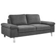 2-SITZER-SOFA in Mikrofaser Anthrazit  - Chromfarben/Anthrazit, Design, Textil/Metall (194/86/97cm) - Hom`in