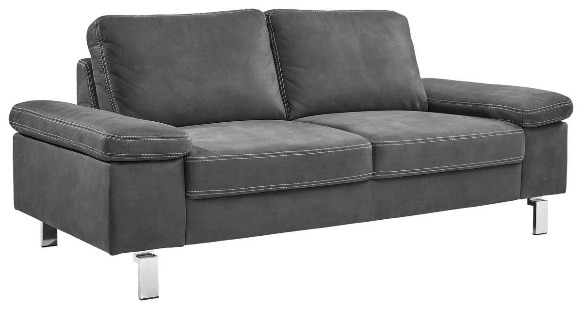 2-SITZER-SOFA in Mikrofaser Anthrazit  - Chromfarben/Anthrazit, Design, Textil/Metall (194/86/97cm) - Hom`in
